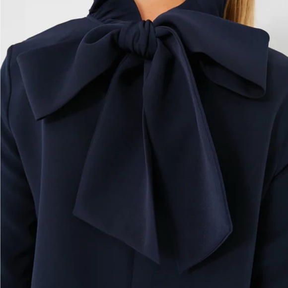 TUCKERNUCK Blue Navy Faye Blouse Ruffle Neck Bow Back Size XXL - Picture 2 of 11